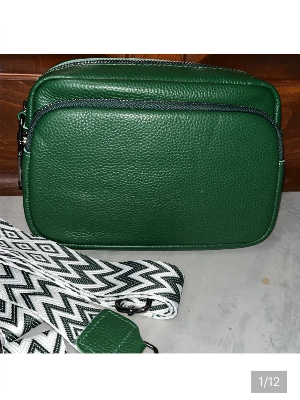 Boutique Leather Camera bag Crossbody bag Hunter Green/Gunmetal HW 2 straps NWOT